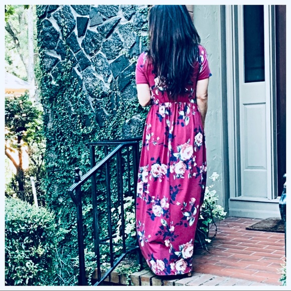 Floral print side pocket maxi dress - Picture 4 of 8
